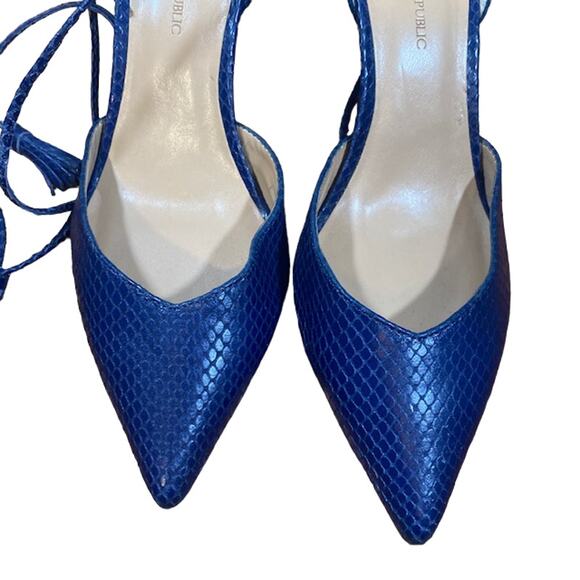 Banana Republic Leather Tassel Lace Up Ankle Pointed Stiletto Heel Blue Women 6 - Picture 7 of 10